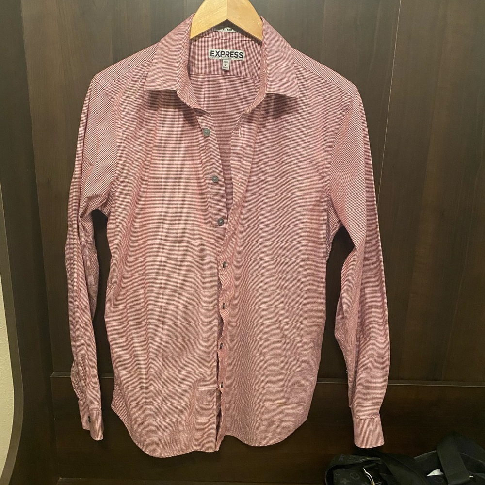 Express Button Down Micro Checkered Print - image 1